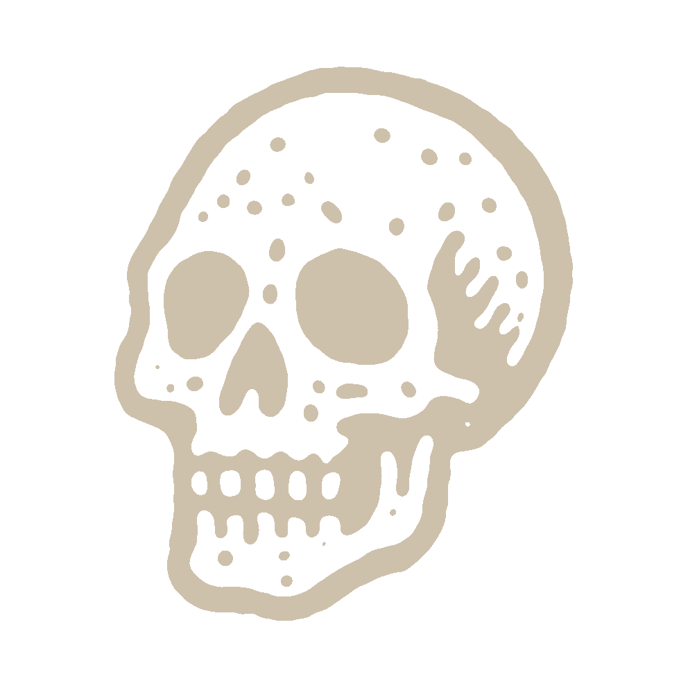 Beige skull design on a white background